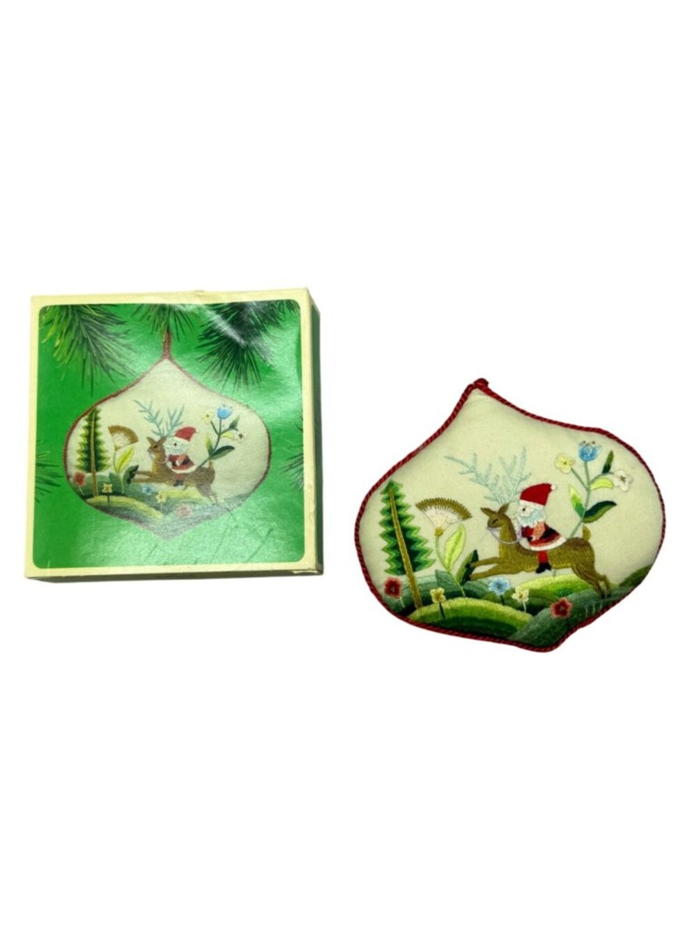 Hand-Sewn Ornament Hallmark 1984 Santa Keepsake Ornament With Box READ
